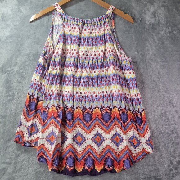 AGB Womens XL‎ Sleeveless Tank Top Boho Festival Multicolor Aztec Print - Picture 6 of 9